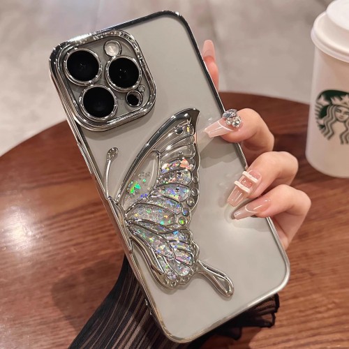 Glitter Butterfly Graphic Phone Case For iPhone Shockproof Camera Protection Hard Back Cover Protective Case